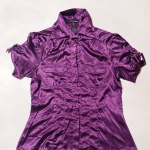 2 for $15 Purple Violet Ruffled Button-Up Blouse
